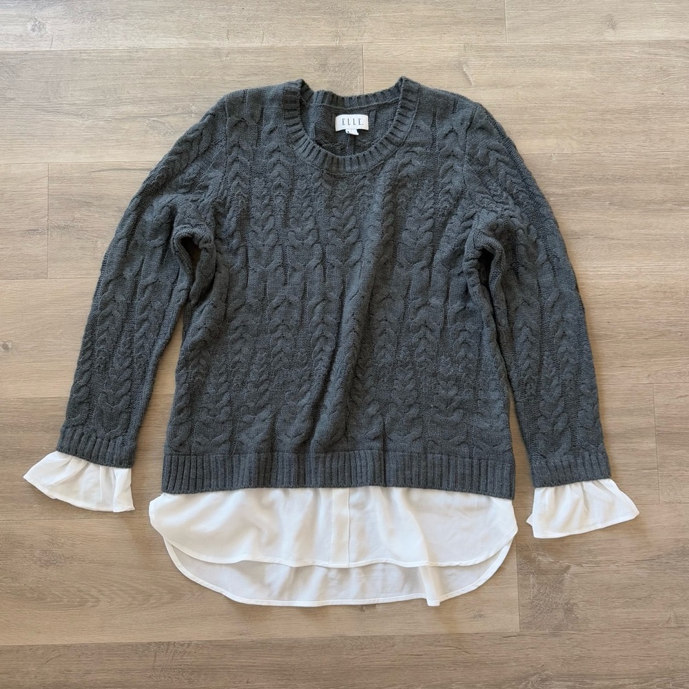 Elle Charcoal Cable Knit Pullover